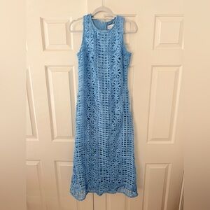 Endless Rose Sky Blue Crochet Midi Dress